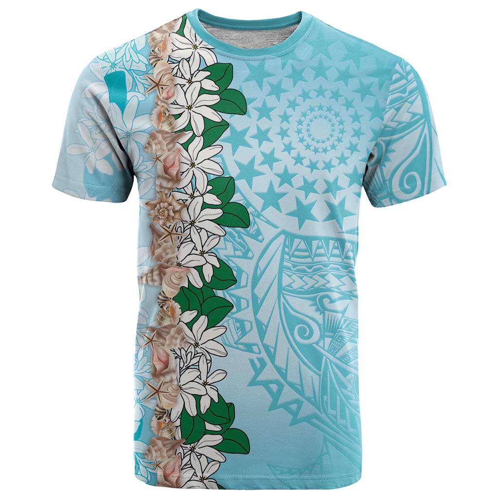 Cook Islands Tiare Maori With Conch Shell T Shirt Pasifika Fest Polynesian Tattoo Turquoise LT14 Turquoise - Polynesian Pride