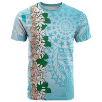 Cook Islands Tiare Maori With Conch Shell T Shirt Pasifika Fest Polynesian Tattoo Turquoise LT14 Turquoise - Polynesian Pride