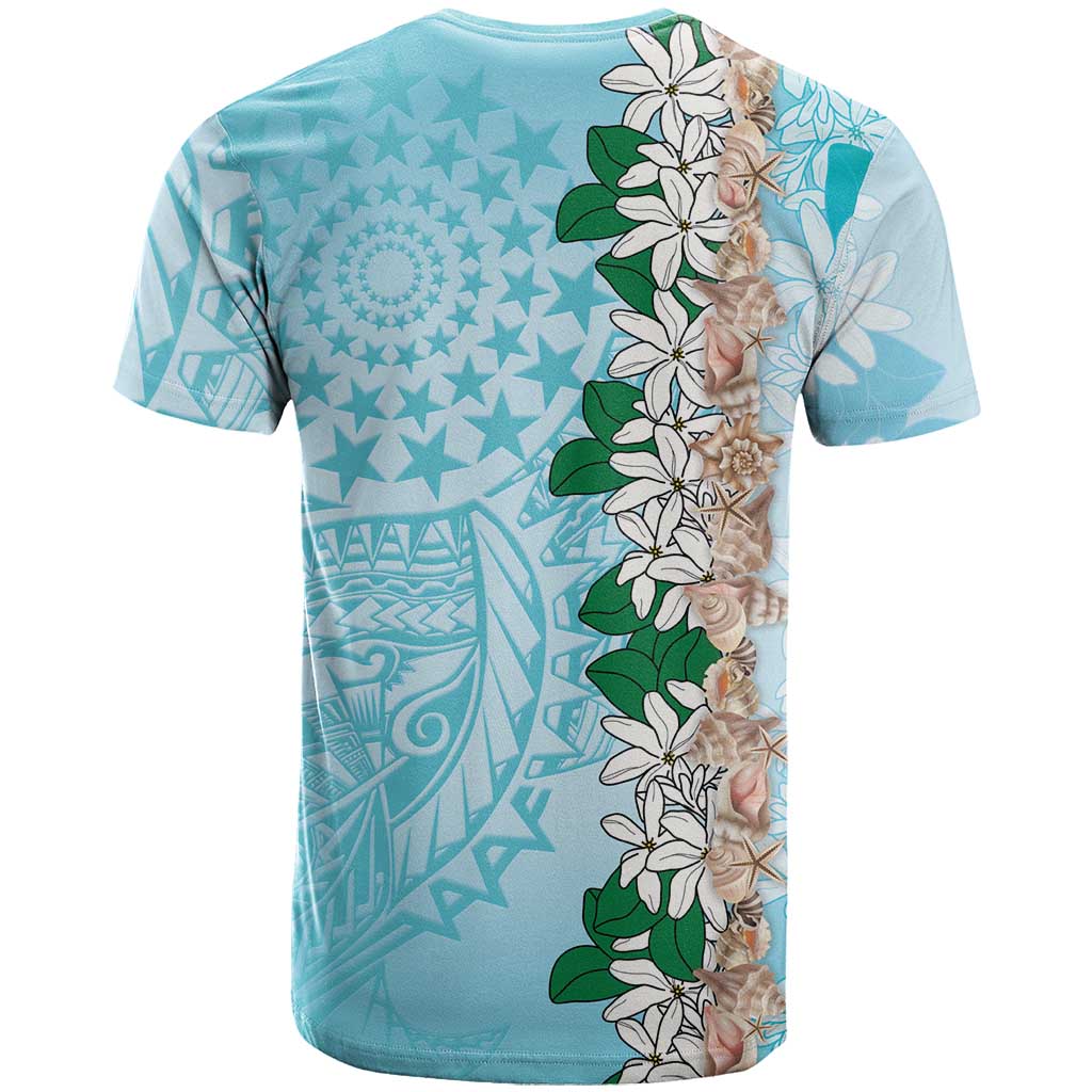 Cook Islands Tiare Maori With Conch Shell T Shirt Pasifika Fest Polynesian Tattoo Turquoise LT14 - Polynesian Pride
