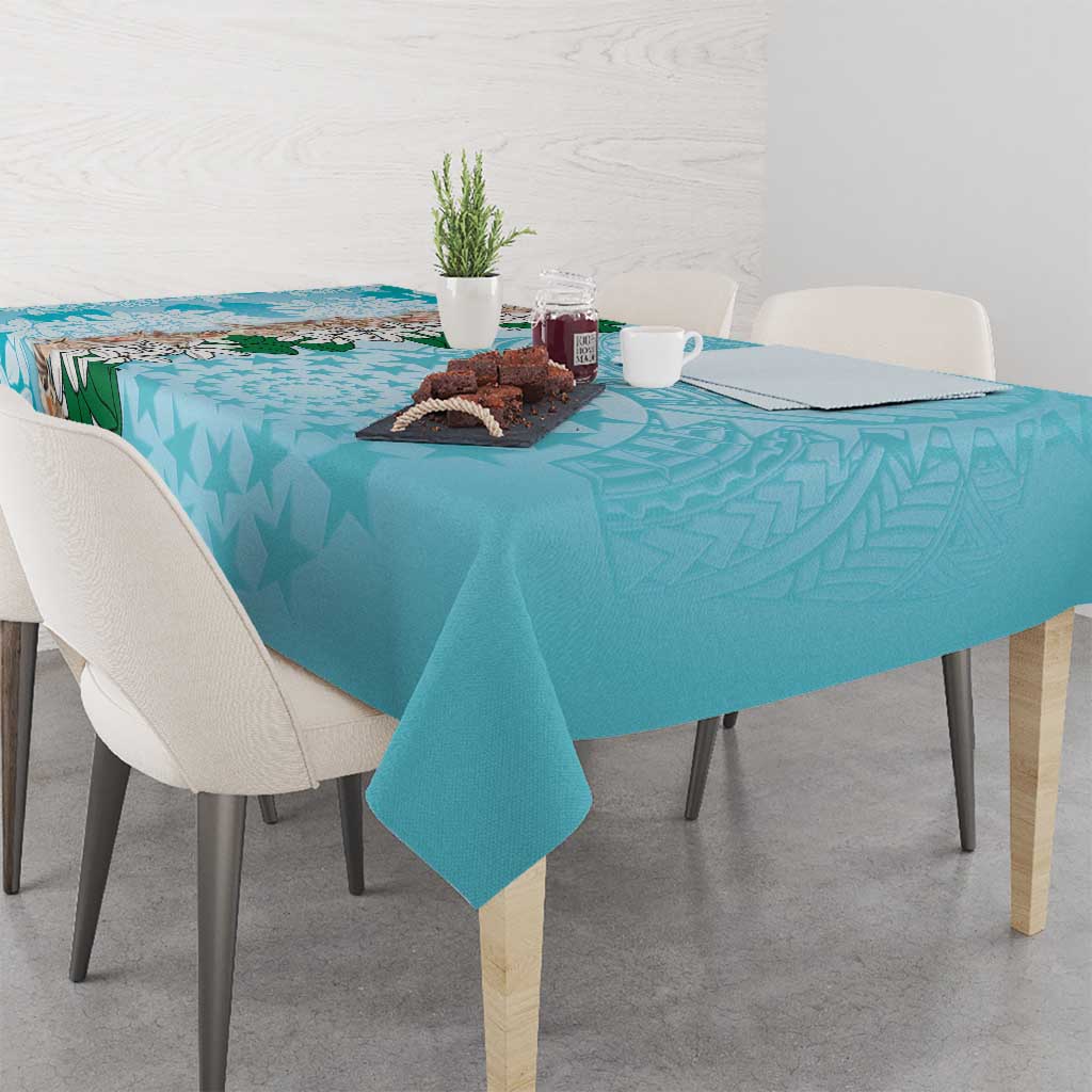 Cook Islands Tiare Maori With Conch Shell Tablecloth Pasifika Fest Polynesian Tattoo Turquoise