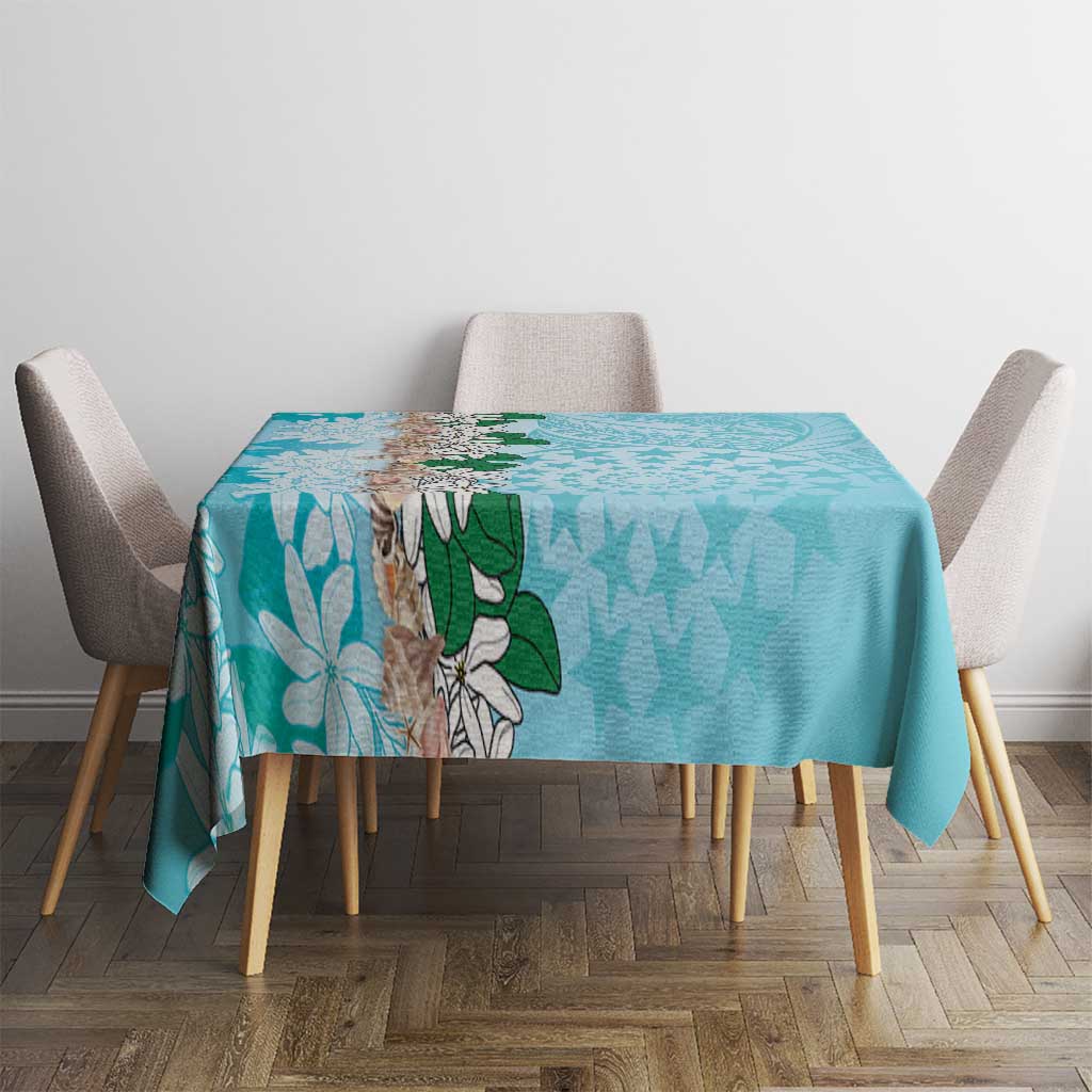 Cook Islands Tiare Maori With Conch Shell Tablecloth Pasifika Fest Polynesian Tattoo Turquoise