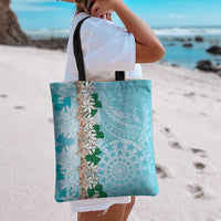 Cook Islands Tiare Maori With Conch Shell Tote Bag Pasifika Fest Polynesian Tattoo Turquoise