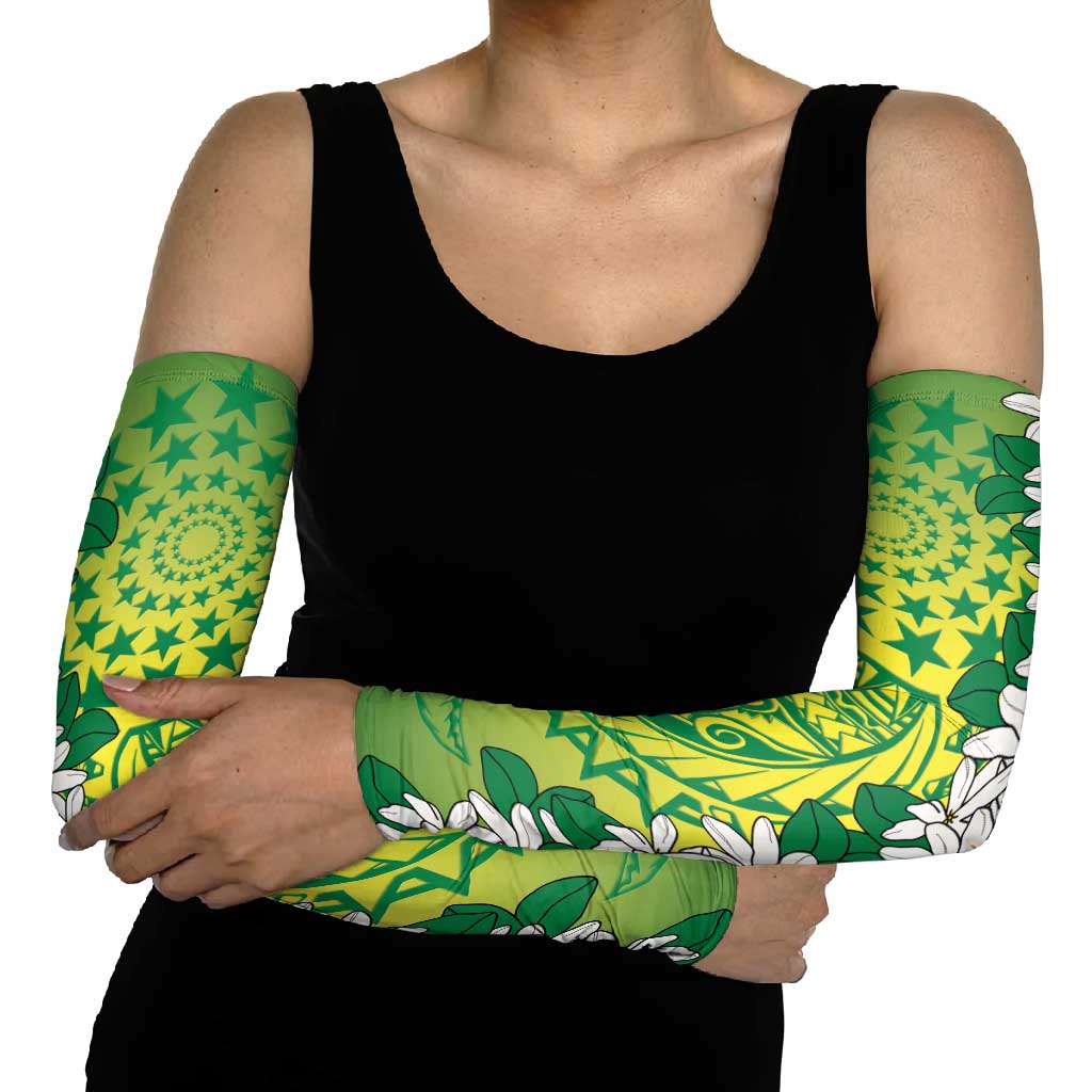 Cook Islands Tiare Maori With Conch Shell Arm Sleeves Pasifika Fest Polynesian Tattoo Green