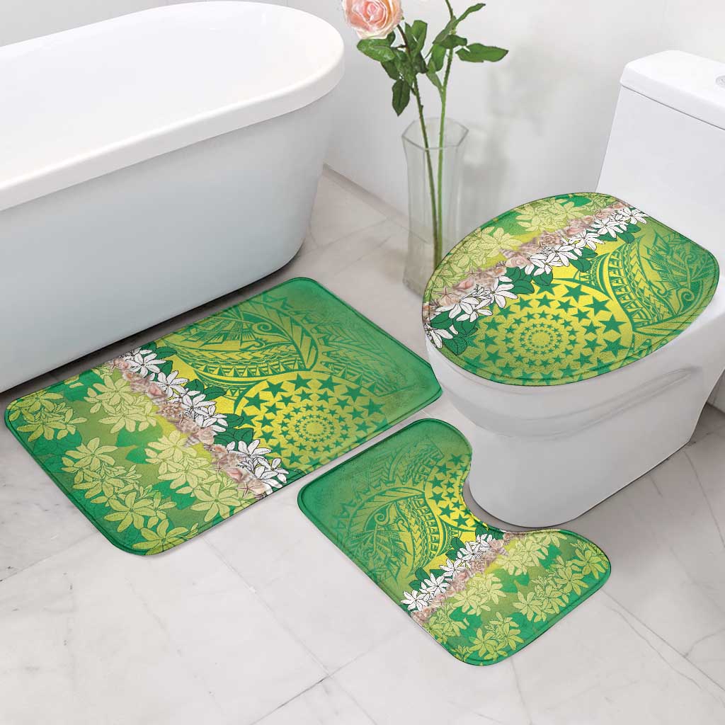 Cook Islands Tiare Maori With Conch Shell Bathroom Set Pasifika Fest Polynesian Tattoo Green