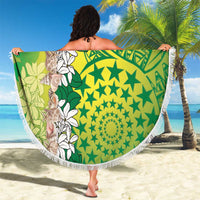 Cook Islands Tiare Maori With Conch Shell Beach Blanket Pasifika Fest Polynesian Tattoo Green