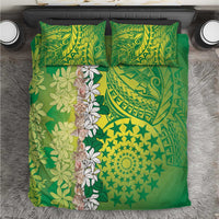 Cook Islands Tiare Maori With Conch Shell Bedding Set Pasifika Fest Polynesian Tattoo Green