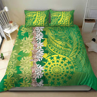 Cook Islands Tiare Maori With Conch Shell Bedding Set Pasifika Fest Polynesian Tattoo Green