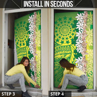 Cook Islands Tiare Maori With Conch Shell Door Cover Pasifika Fest Polynesian Tattoo Green