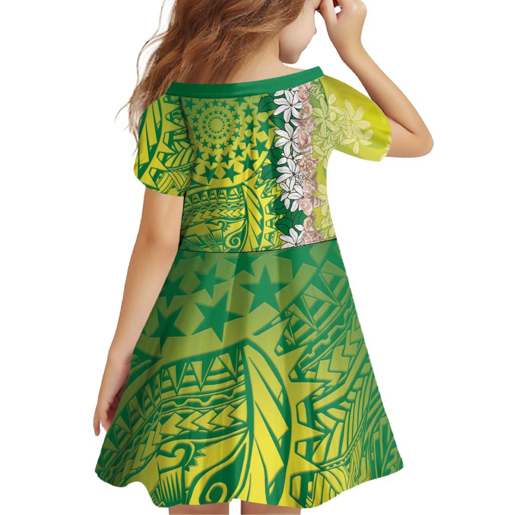Cook Islands Tiare Maori With Conch Shell Family Matching Mermaid Dress and Hawaiian Shirt Pasifika Fest Polynesian Tattoo Green LT14 - Polynesian Pride