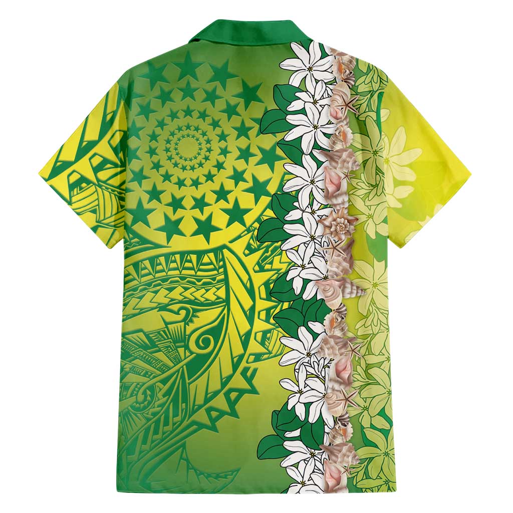 Cook Islands Tiare Maori With Conch Shell Family Matching Puletasi and Hawaiian Shirt Pasifika Fest Polynesian Tattoo Green LT14 - Polynesian Pride