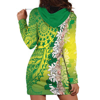 Cook Islands Tiare Maori With Conch Shell Hoodie Dress Pasifika Fest Polynesian Tattoo Green LT14 - Polynesian Pride