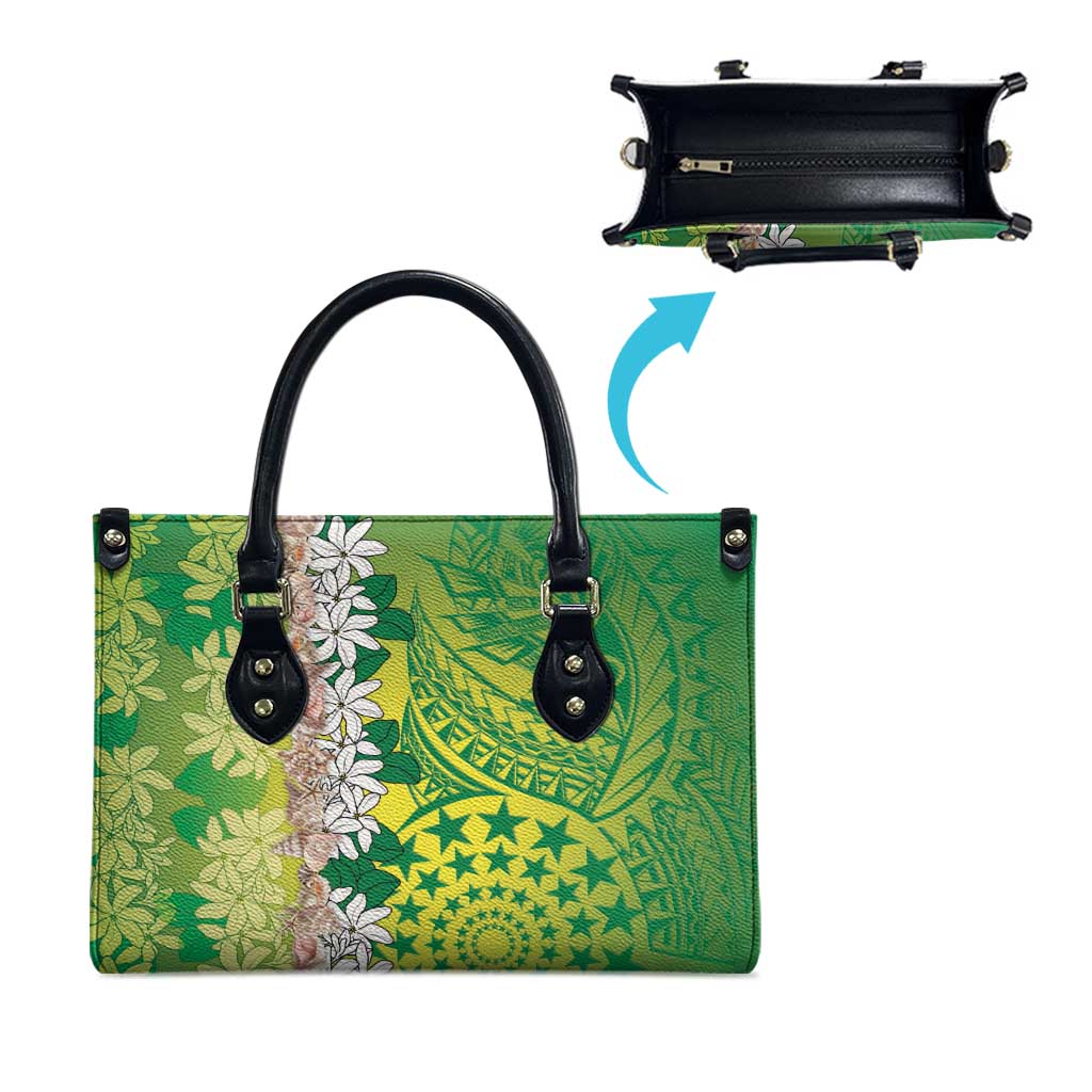 Cook Islands Tiare Maori With Conch Shell Leather Bag Pasifika Fest Polynesian Tattoo Green