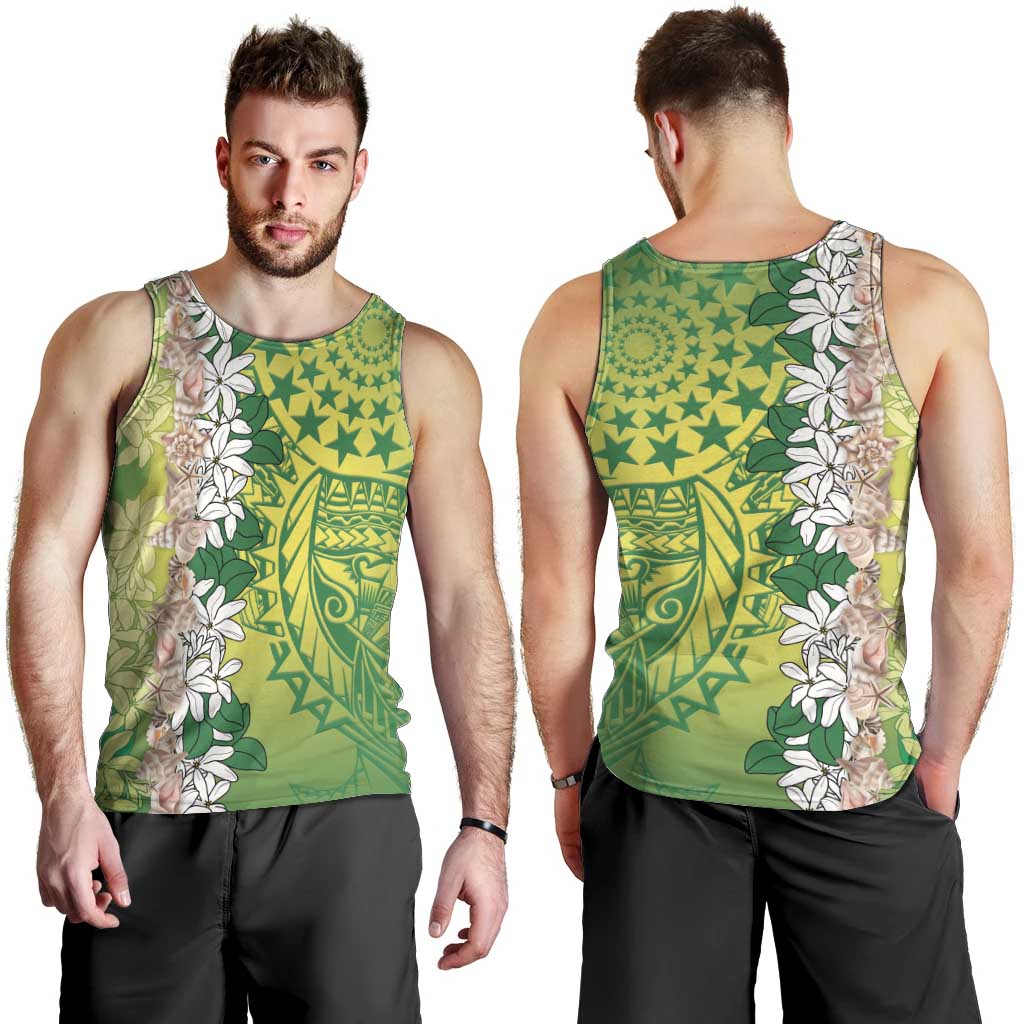 Cook Islands Tiare Maori With Conch Shell Men Tank Top Pasifika Fest Polynesian Tattoo Green