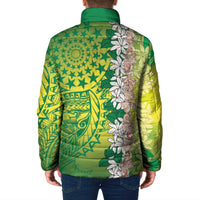 Cook Islands Tiare Maori With Conch Shell Padded Jacket Pasifika Fest Polynesian Tattoo Green LT14 - Polynesian Pride