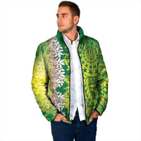 Cook Islands Tiare Maori With Conch Shell Padded Jacket Pasifika Fest Polynesian Tattoo Green LT14 - Polynesian Pride