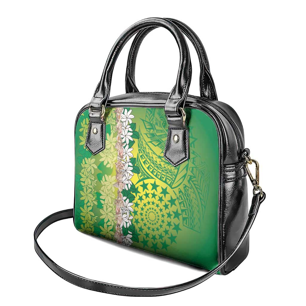 Cook Islands Tiare Maori With Conch Shell Shoulder Handbag Pasifika Fest Polynesian Tattoo Green
