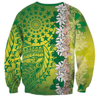 Cook Islands Tiare Maori With Conch Shell Sweatshirt Pasifika Fest Polynesian Tattoo Green