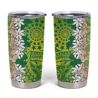 Cook Islands Tiare Maori With Conch Shell Tumbler Cup Pasifika Fest Polynesian Tattoo Green