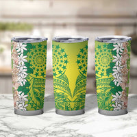 Cook Islands Tiare Maori With Conch Shell Tumbler Cup Pasifika Fest Polynesian Tattoo Green