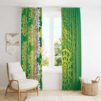 Cook Islands Tiare Maori With Conch Shell Window Curtain Pasifika Fest Polynesian Tattoo Green