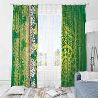 Cook Islands Tiare Maori With Conch Shell Window Curtain Pasifika Fest Polynesian Tattoo Green