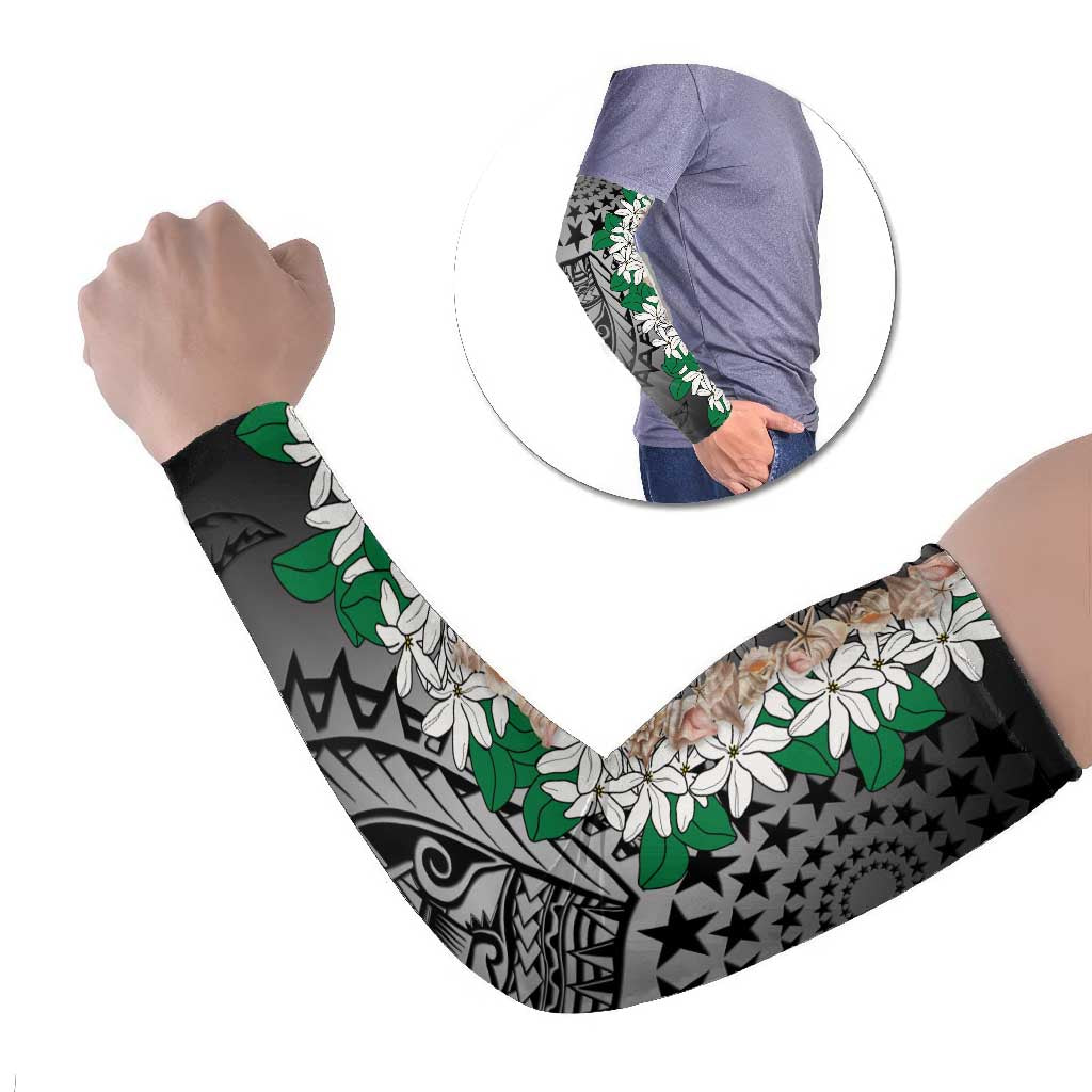 Cook Islands Tiare Maori With Conch Shell Arm Sleeves Pasifika Fest Polynesian Tattoo Black