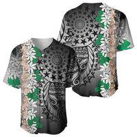 Cook Islands Tiare Maori With Conch Shell Baseball Jersey Pasifika Fest Polynesian Tattoo Black