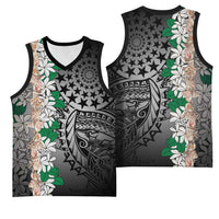 Cook Islands Tiare Maori With Conch Shell Basketball Jersey Pasifika Fest Polynesian Tattoo Black