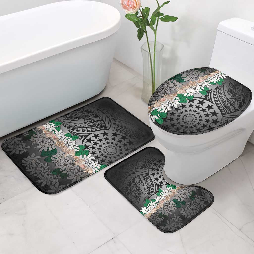 Cook Islands Tiare Maori With Conch Shell Bathroom Set Pasifika Fest Polynesian Tattoo Black