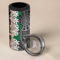Cook Islands Tiare Maori With Conch Shell 4 in 1 Can Cooler Tumbler Pasifika Fest Polynesian Tattoo Black LT14 - Polynesian Pride