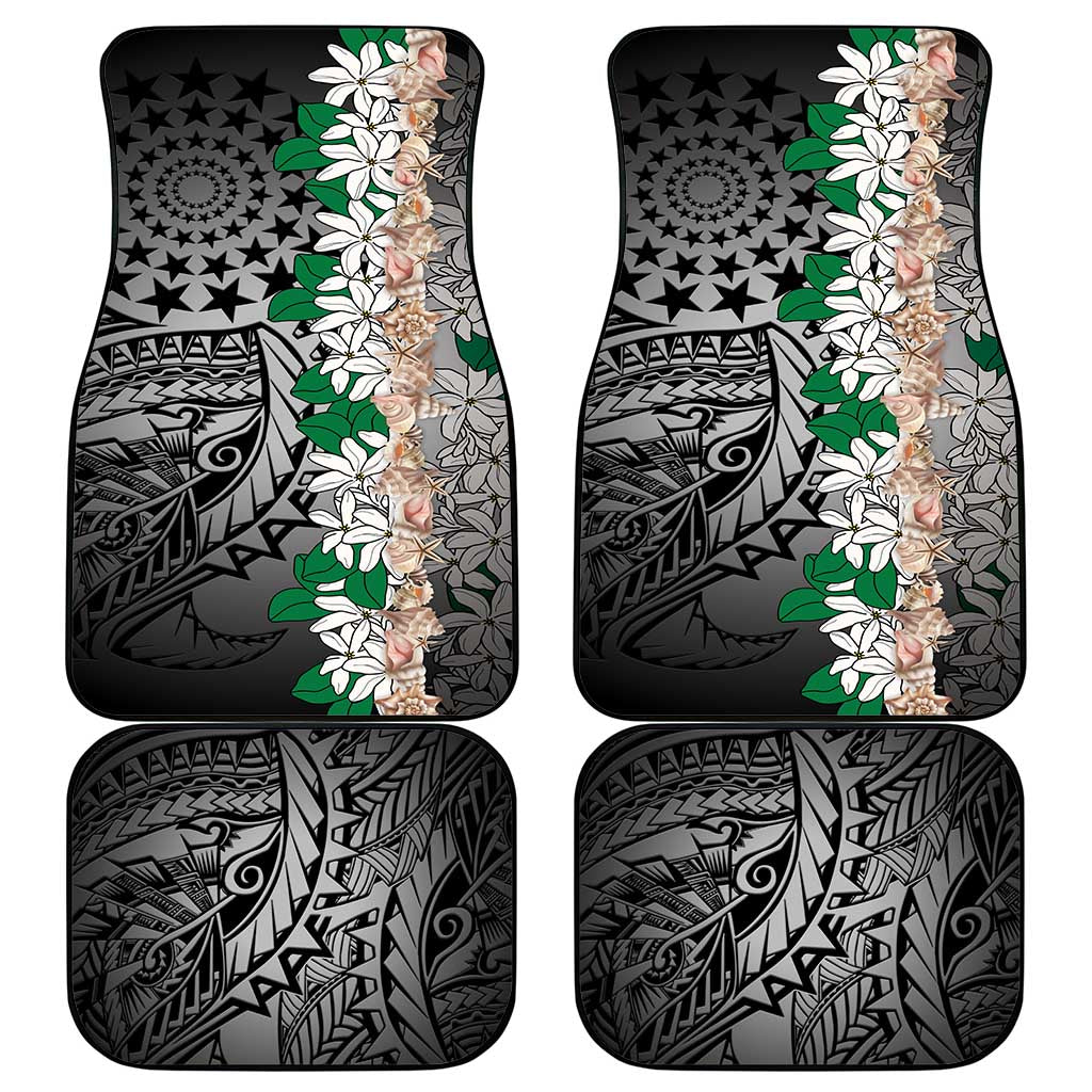 Cook Islands Tiare Maori With Conch Shell Car Mats Pasifika Fest Polynesian Tattoo Black
