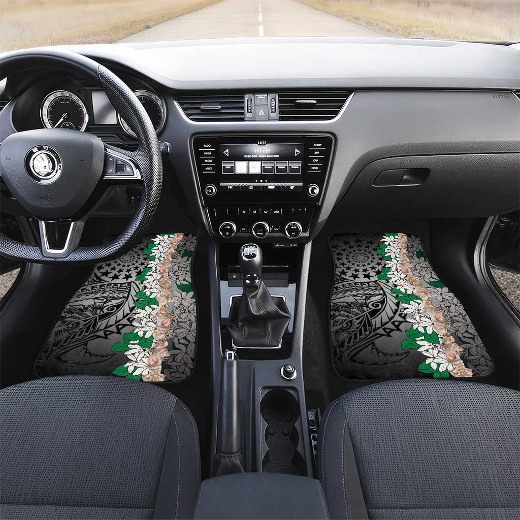 Cook Islands Tiare Maori With Conch Shell Car Mats Pasifika Fest Polynesian Tattoo Black
