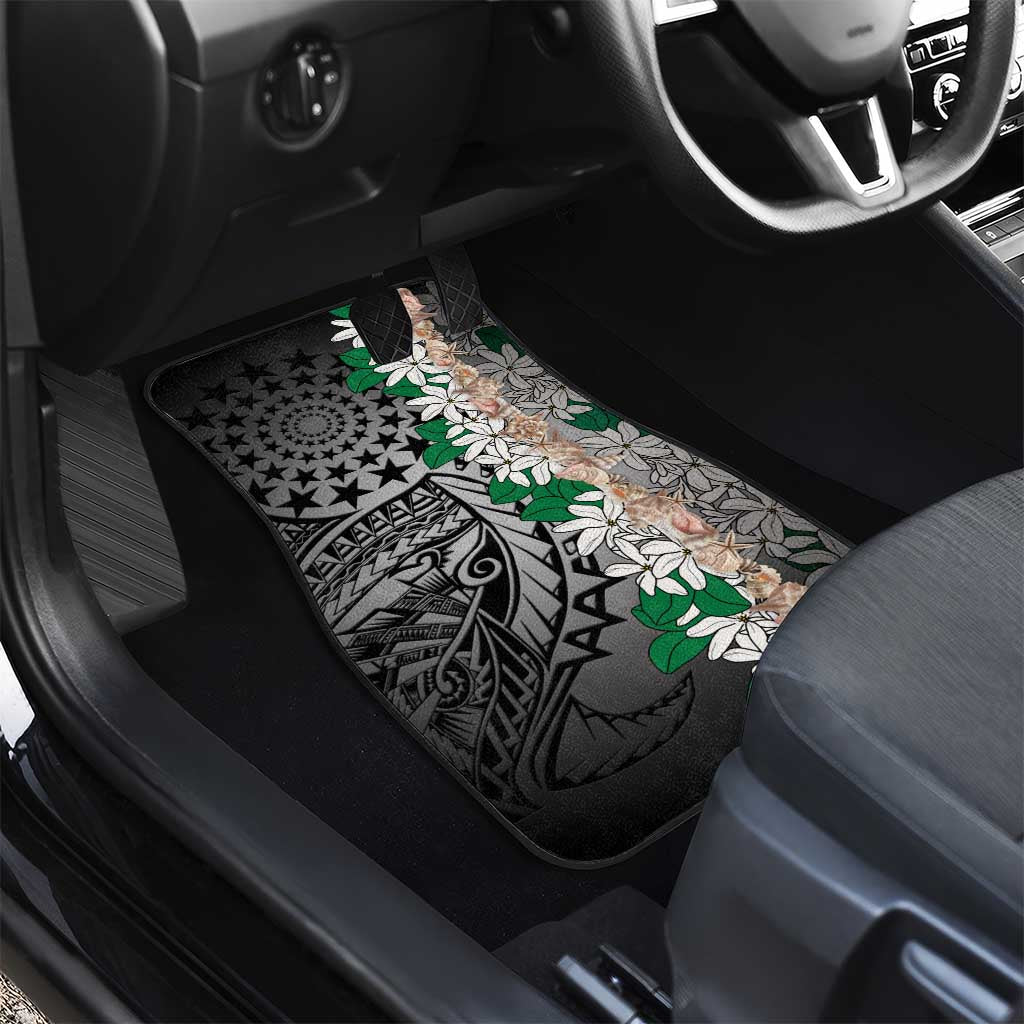 Cook Islands Tiare Maori With Conch Shell Car Mats Pasifika Fest Polynesian Tattoo Black