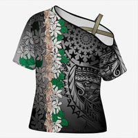 Cook Islands Tiare Maori With Conch Shell Cross Shoulder Shirt Pasifika Fest Polynesian Tattoo Black LT14 Female Black - Polynesian Pride