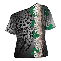 Cook Islands Tiare Maori With Conch Shell Cross Shoulder Shirt Pasifika Fest Polynesian Tattoo Black LT14 - Polynesian Pride