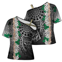 Cook Islands Tiare Maori With Conch Shell Cross Shoulder Shirt Pasifika Fest Polynesian Tattoo Black LT14 - Polynesian Pride