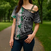 Cook Islands Tiare Maori With Conch Shell Cross Shoulder Shirt Pasifika Fest Polynesian Tattoo Black LT14 - Polynesian Pride