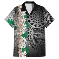 Cook Islands Tiare Maori With Conch Shell Family Matching Summer Maxi Dress and Hawaiian Shirt Pasifika Fest Polynesian Tattoo Black LT14 Dad's Shirt - Short Sleeve Black - Polynesian Pride