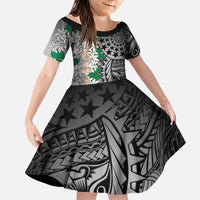 Cook Islands Tiare Maori With Conch Shell Family Matching Tank Maxi Dress and Hawaiian Shirt Pasifika Fest Polynesian Tattoo Black LT14 Daughter's Dress Black - Polynesian Pride