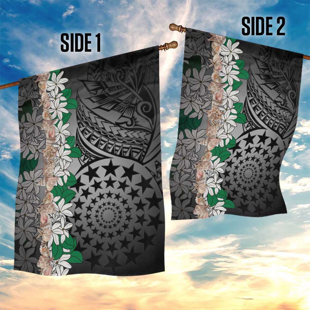 Cook Islands Tiare Maori With Conch Shell Garden Flag Pasifika Fest Polynesian Tattoo Black