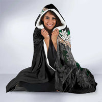 Cook Islands Tiare Maori With Conch Shell Hooded Blanket Pasifika Fest Polynesian Tattoo Black