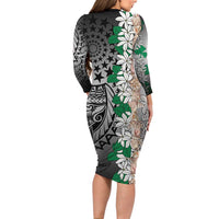Cook Islands Tiare Maori With Conch Shell Long Sleeve Bodycon Dress Pasifika Fest Polynesian Tattoo Black LT14 - Polynesian Pride