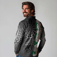 Cook Islands Tiare Maori With Conch Shell Long Sleeve Polo Shirt Pasifika Fest Polynesian Tattoo Black