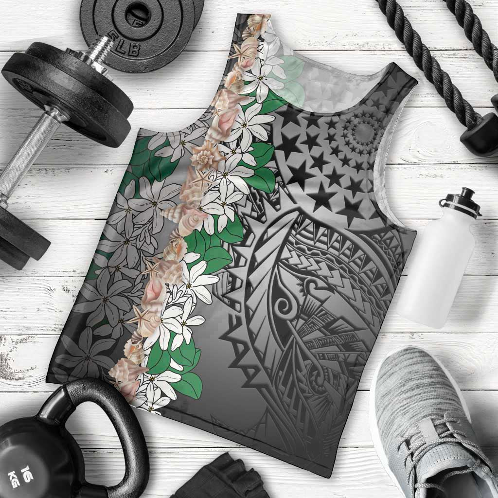 Cook Islands Tiare Maori With Conch Shell Men Tank Top Pasifika Fest Polynesian Tattoo Black