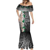 Cook Islands Tiare Maori With Conch Shell Mermaid Dress Pasifika Fest Polynesian Tattoo Black LT14 - Polynesian Pride