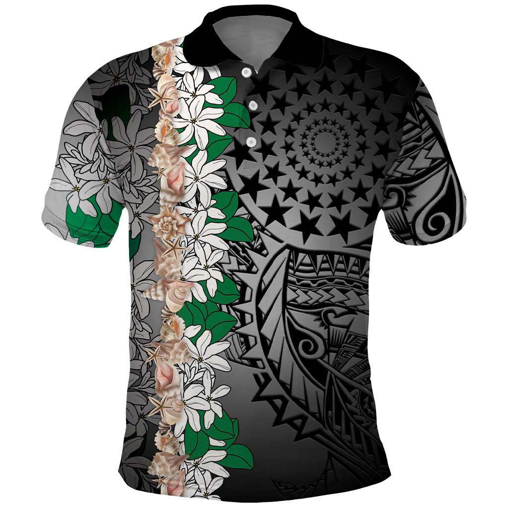 Cook Islands Tiare Maori With Conch Shell Polo Shirt Pasifika Fest Polynesian Tattoo Black LT14 Black - Polynesian Pride