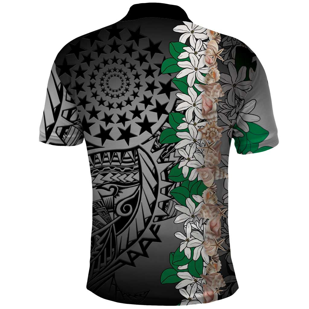 Cook Islands Tiare Maori With Conch Shell Polo Shirt Pasifika Fest Polynesian Tattoo Black LT14 - Polynesian Pride
