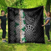 Cook Islands Tiare Maori With Conch Shell Quilt Pasifika Fest Polynesian Tattoo Black LT14 - Polynesian Pride