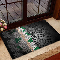 Cook Islands Tiare Maori With Conch Shell Rubber Doormat Pasifika Fest Polynesian Tattoo Black