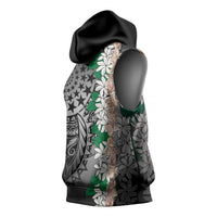 Cook Islands Tiare Maori With Conch Shell Sleeveless Hoodie Pasifika Fest Polynesian Tattoo Black